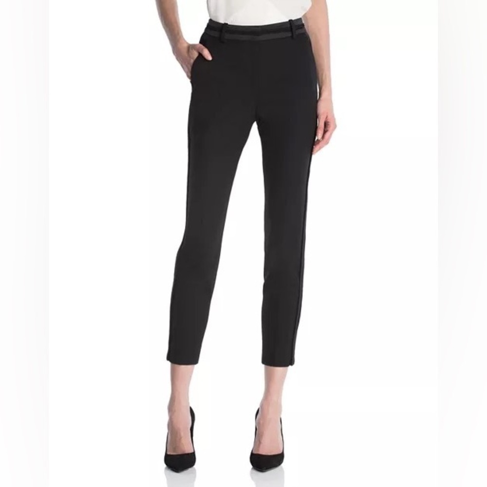 The Kooples || Cropped Stretch Ankle Pants Banded Waist‎ Black 40